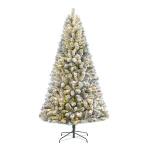 6.5 ft Pre-Lit Flocked Frisco Pine Artificial Christmas Tree with 250 Color-Changing LED Lights and Stand, by Holiday Time